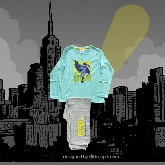 Batman Kids Pajama Set – Superhero Nightwear, Never Give Up Print NWT - Picture 2 of 5